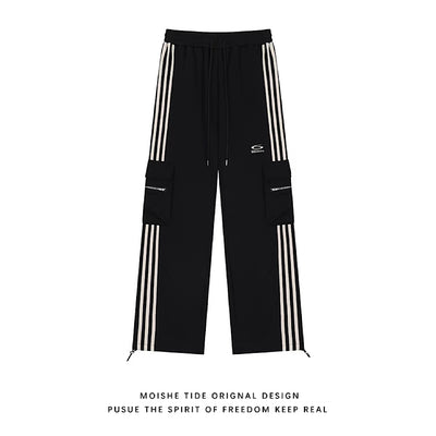 【F383】Side line pocket casual design wide tuck silhouette pants  FT0046