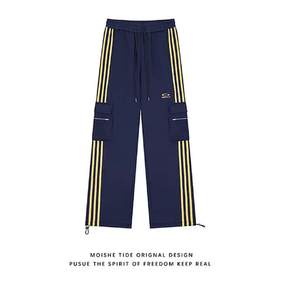 【F383】Side line pocket casual design wide tuck silhouette pants  FT0046
