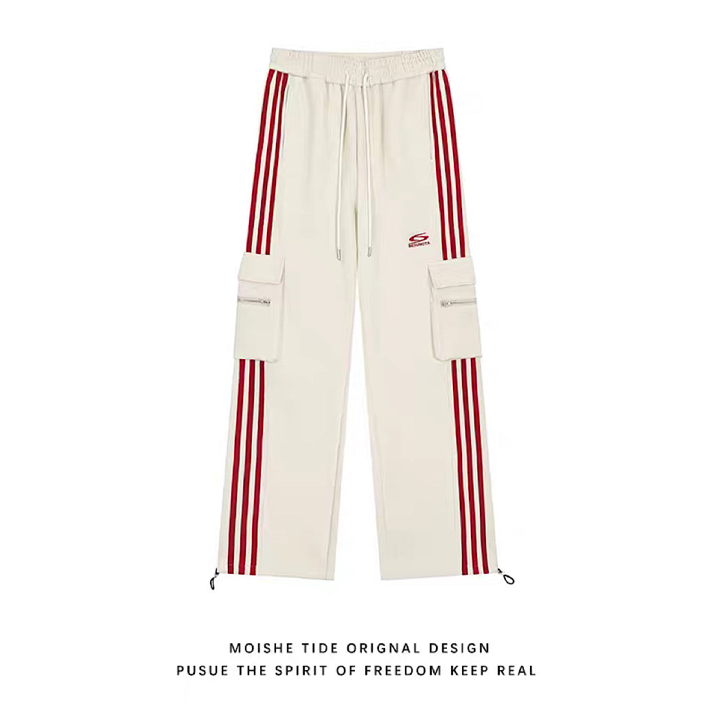 【F383】Side line pocket casual design wide tuck silhouette pants  FT0046