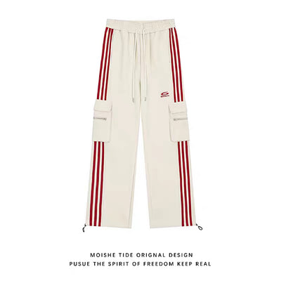 【F383】Side line pocket casual design wide tuck silhouette pants  FT0046
