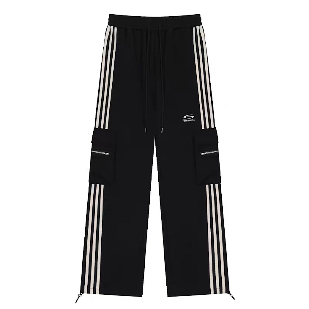 【F383】Side line pocket casual design wide tuck silhouette pants  FT0046