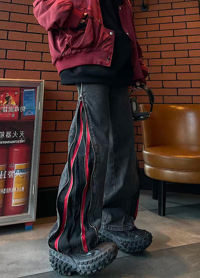 【MAXDSTR】Side line zipper color type design denim pants  MD0206
