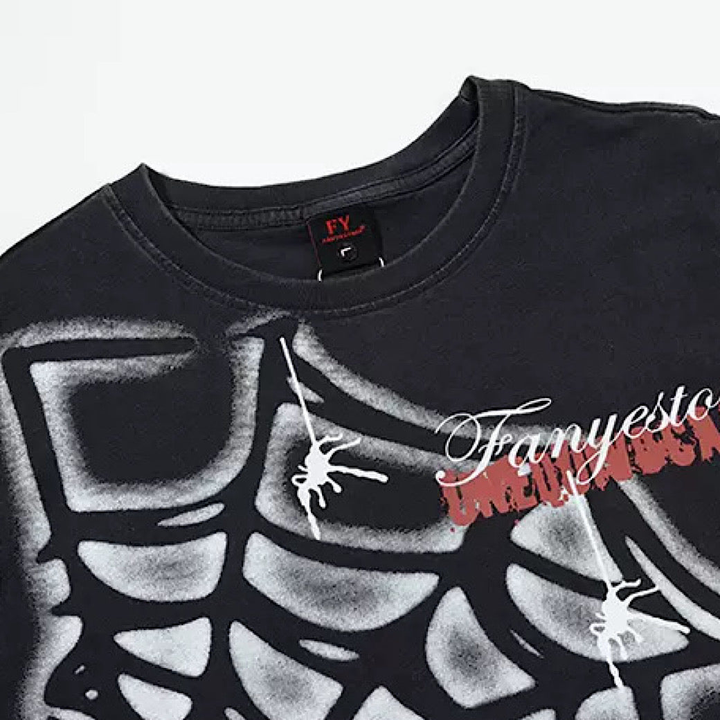 【XPXME】Light-up spider web design distressed sleeveless  XP0023