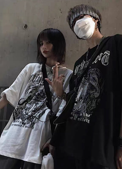 【4/26再販】Devil Dark Mode Style Front Design Short Sleeve T-Shirt  HL3145