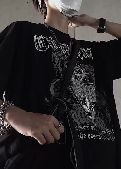 【4/26再販】Devil Dark Mode Style Front Design Short Sleeve T-Shirt  HL3145