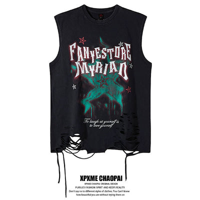 【XPXME】Dark Sludge Star Design Green Point Damage Sleeveless  XP0025
