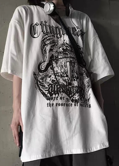 【4/26再販】Devil Dark Mode Style Front Design Short Sleeve T-Shirt  HL3145
