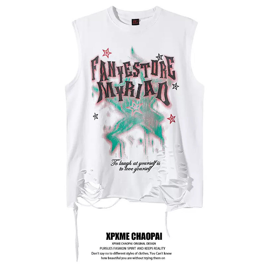 【XPXME】Dark Sludge Star Design Green Point Damage Sleeveless  XP0025