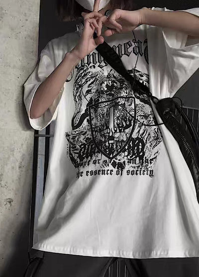 【4/26再販】Devil Dark Mode Style Front Design Short Sleeve T-Shirt  HL3145