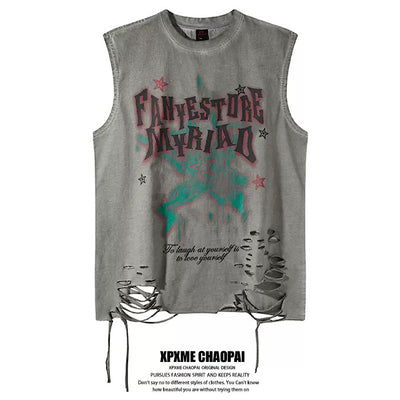 【XPXME】Dark Sludge Star Design Green Point Damage Sleeveless  XP0025