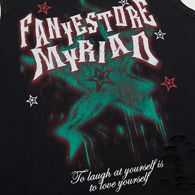 【XPXME】Dark Sludge Star Design Green Point Damage Sleeveless  XP0025