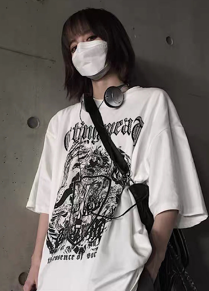 【4/26再販】Devil Dark Mode Style Front Design Short Sleeve T-Shirt  HL3145