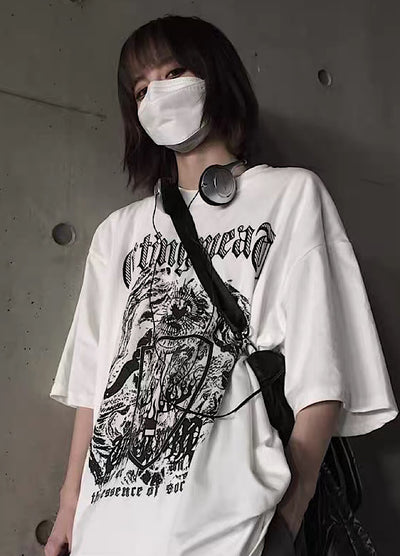 【4/26再販】Devil Dark Mode Style Front Design Short Sleeve T-Shirt  HL3145