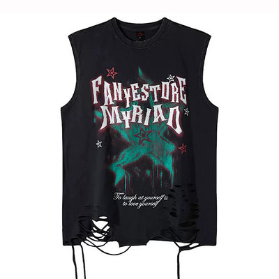 【XPXME】Dark Sludge Star Design Green Point Damage Sleeveless  XP0025