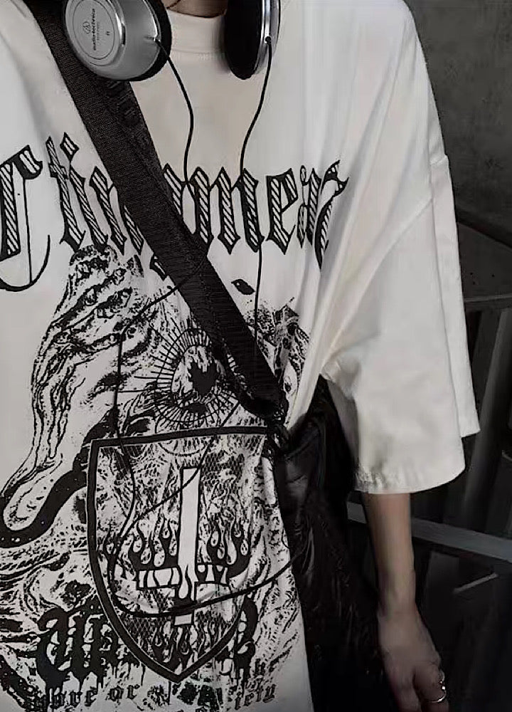 【4/26再販】Devil Dark Mode Style Front Design Short Sleeve T-Shirt  HL3145