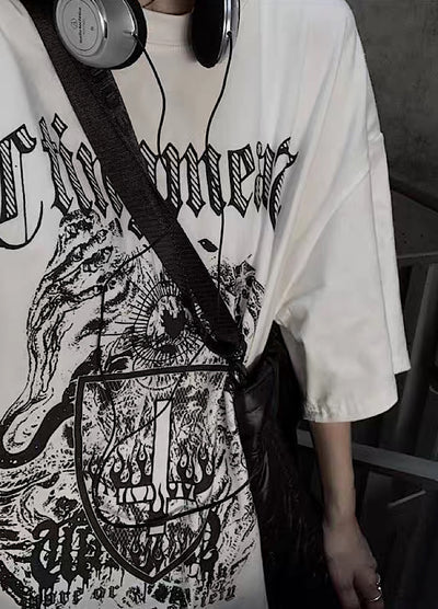 【4/26再販】Devil Dark Mode Style Front Design Short Sleeve T-Shirt  HL3145