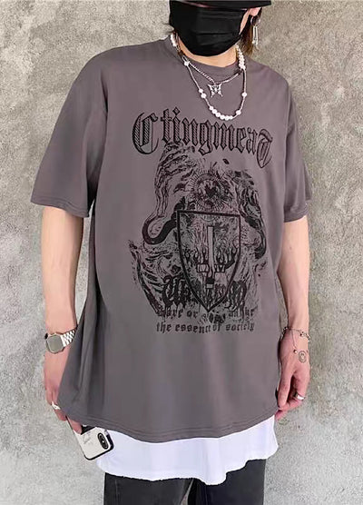 【4/26再販】Devil Dark Mode Style Front Design Short Sleeve T-Shirt  HL3145