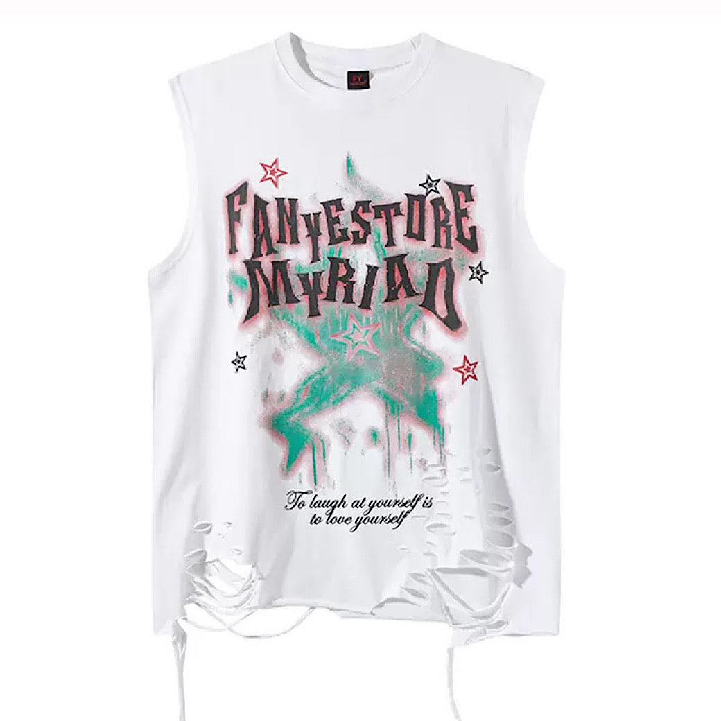 【XPXME】Dark Sludge Star Design Green Point Damage Sleeveless  XP0025