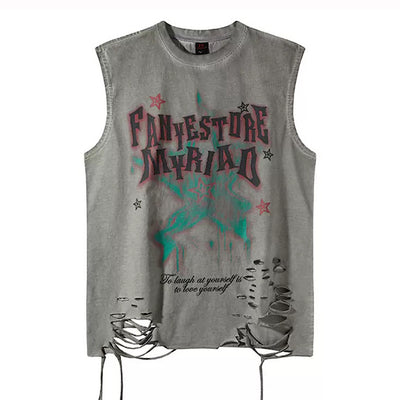 【XPXME】Dark Sludge Star Design Green Point Damage Sleeveless  XP0025