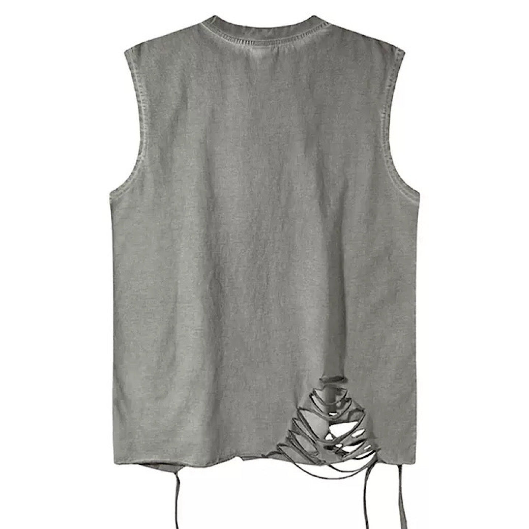 【XPXME】Dark Sludge Star Design Green Point Damage Sleeveless  XP0025
