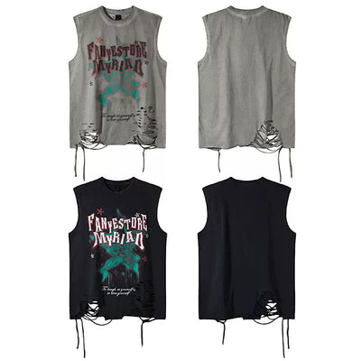 【XPXME】Dark Sludge Star Design Green Point Damage Sleeveless  XP0025