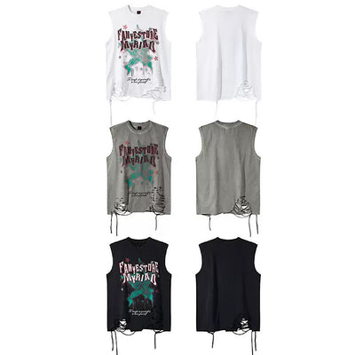【XPXME】Dark Sludge Star Design Green Point Damage Sleeveless  XP0025