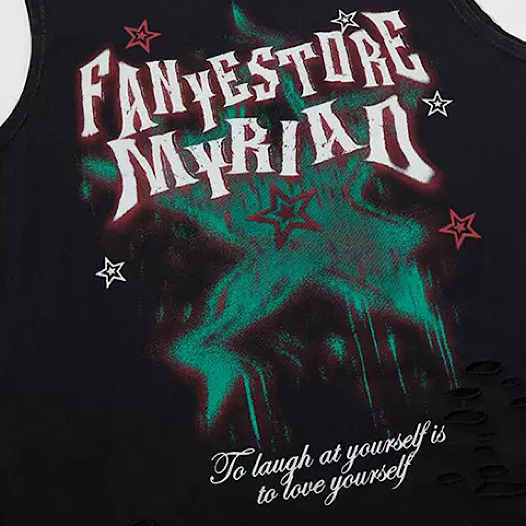 【XPXME】Dark Sludge Star Design Green Point Damage Sleeveless  XP0025