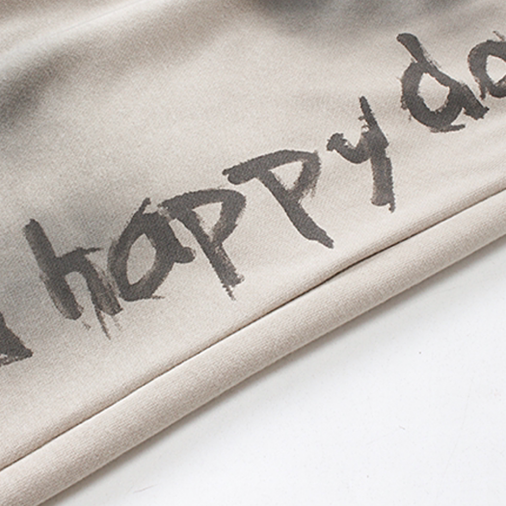 【H GANG X】Fully washed initial design mid-length shorts  HX0117