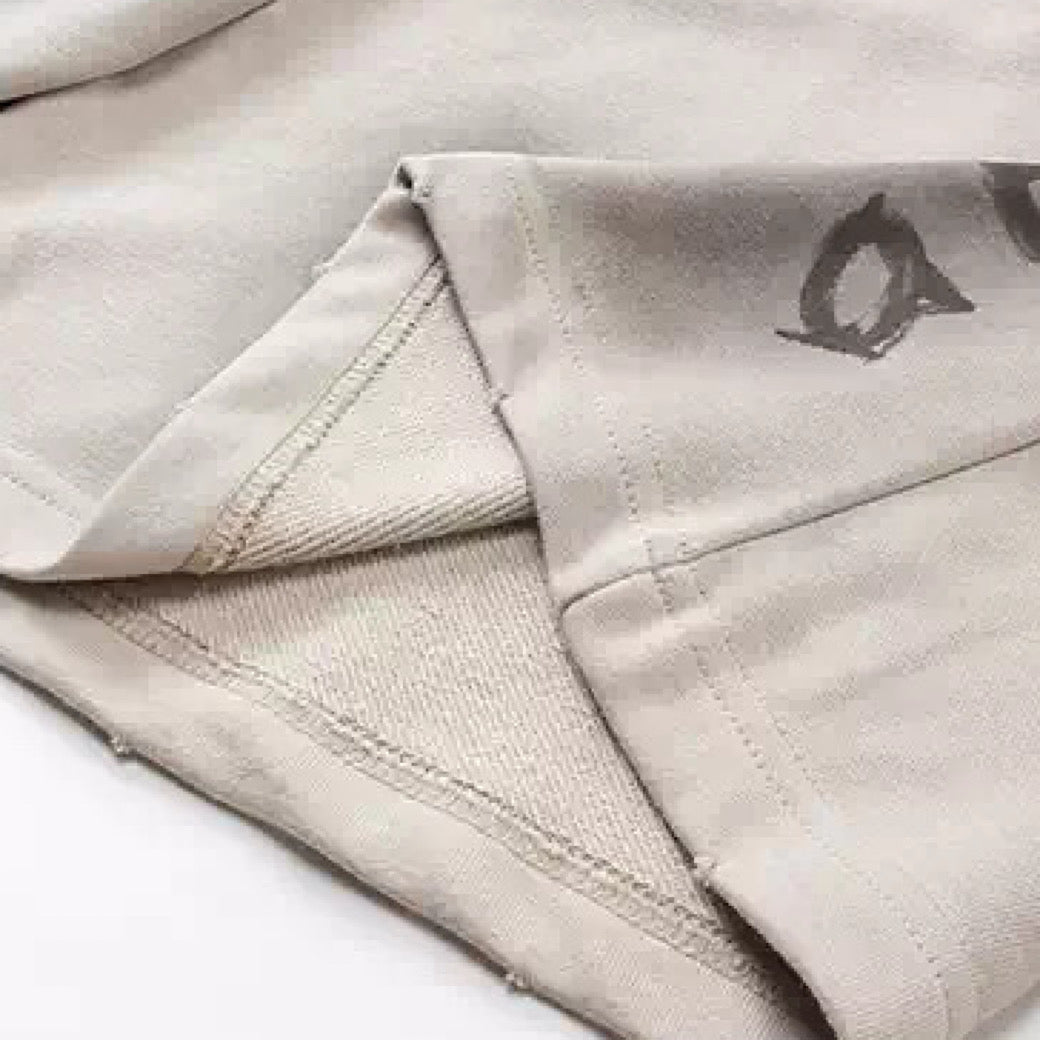 【H GANG X】Fully washed initial design mid-length shorts  HX0117