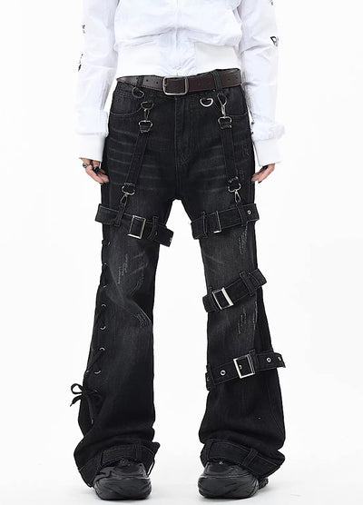 【OV】Multi Buckle Strap Wide Pants  OV0041
