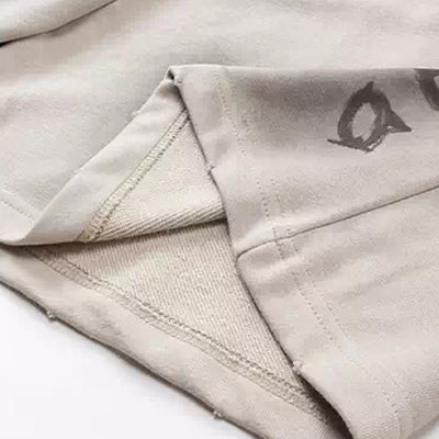 【H GANG X】Fully washed initial design mid-length shorts  HX0117