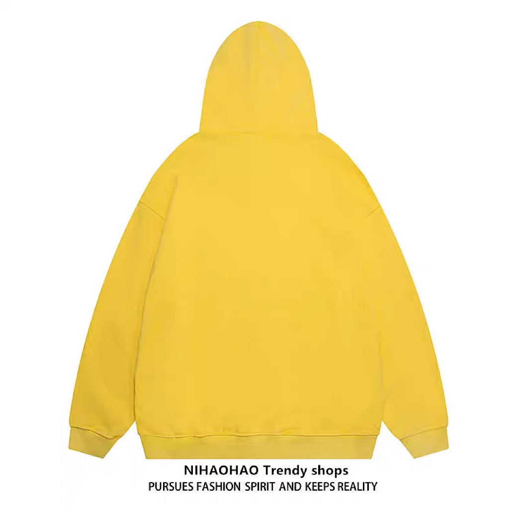[NIHAOHAO] Blood Color Design Orbment Graphic Hoodie NH0080