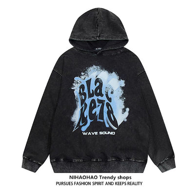 【NIHAOHAO】Distorted pastel color initial design pop hoodie  NH0081