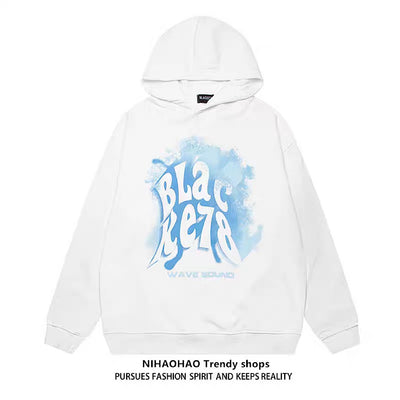 [NIHAOHAO] Distorted pastel color initial design pop hoodie NH0081
