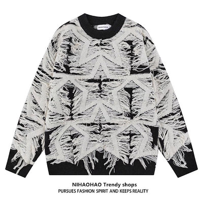【NIHAOHAO】Middle damage starlight full remake knit sweater  NH0085
