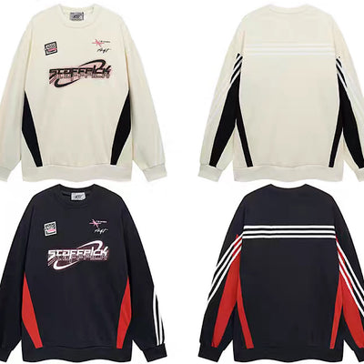 【NIHAOHAO】Sporty graphic design double color sweatshirts  NH0088