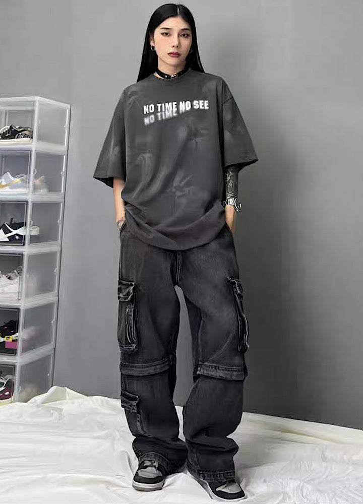 JEM] Gimmick design multi-wide wash cargo denim pants JE0036 – HI 