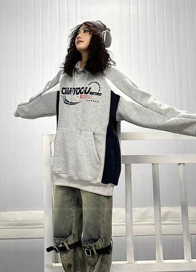 [JEM] Double color sporty casual design over hoodie JE0037