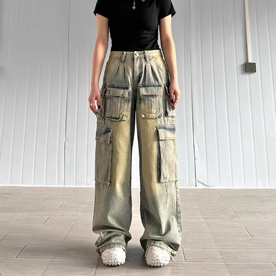 【JEM】Grunge washed design cargo denim pants  JE0040
