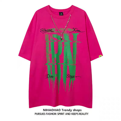 [NIHAOHAO] Distortion initial style color balance design short sleeve T-shirt NH0119