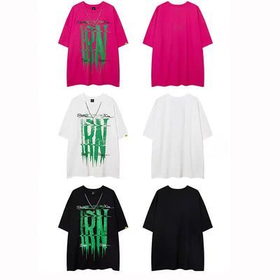 [NIHAOHAO] Distortion initial style color balance design short sleeve T-shirt NH0119