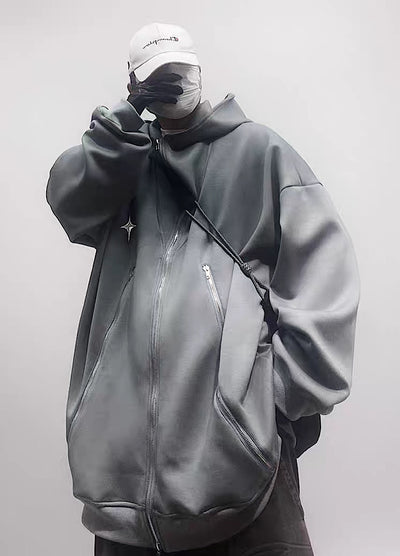 【UUCSCC】Zipper full metal gimmick design mode hoodie  US0052