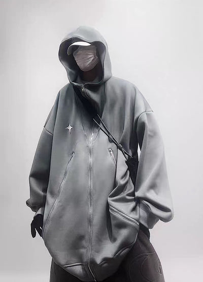 [UUCSCC] Zipper full metal gimmick design mode hoodie US0052