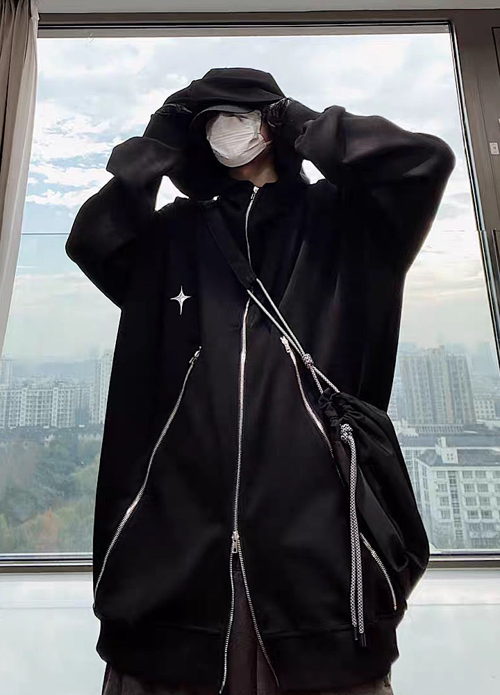 【UUCSCC】Zipper full metal gimmick design mode hoodie  US0052