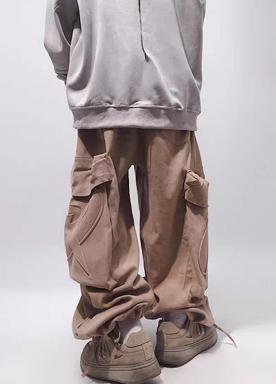 【UUCSCC】Pop initial design brushed overcargo pants  US0053