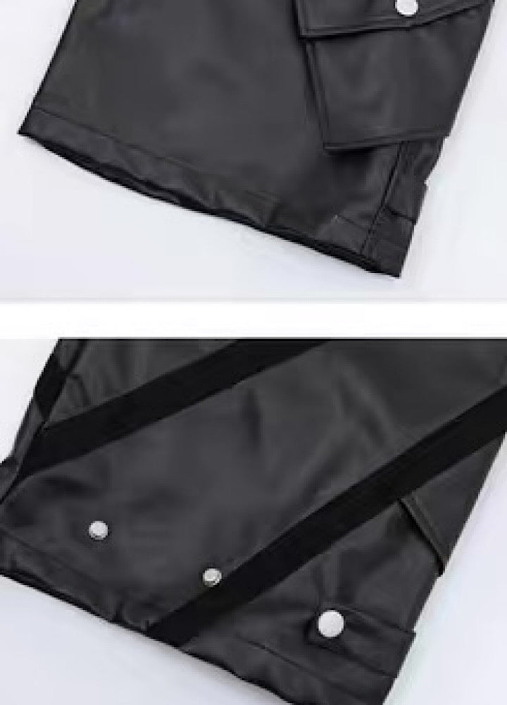 【MAXDSTR】Classic shiny chiramic design leather pants  MD0131