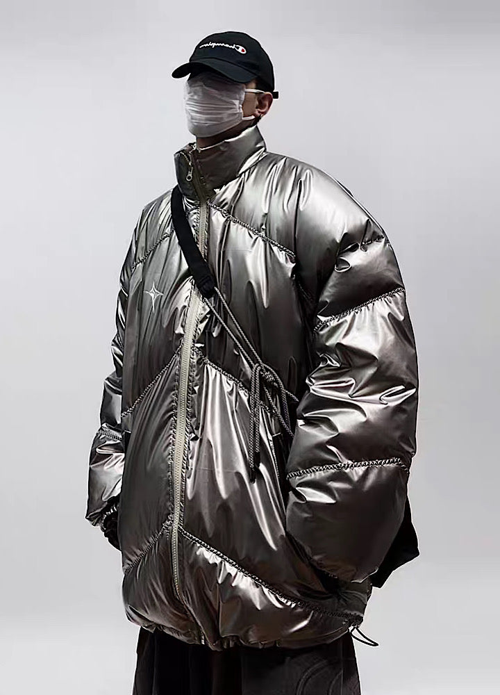 【UUCSCC】Glossy mode street design down silhouette outerwear  US0055