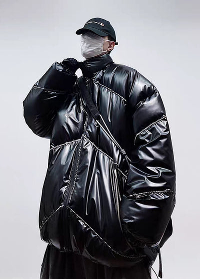 【UUCSCC】Glossy mode street design down silhouette outerwear  US0055