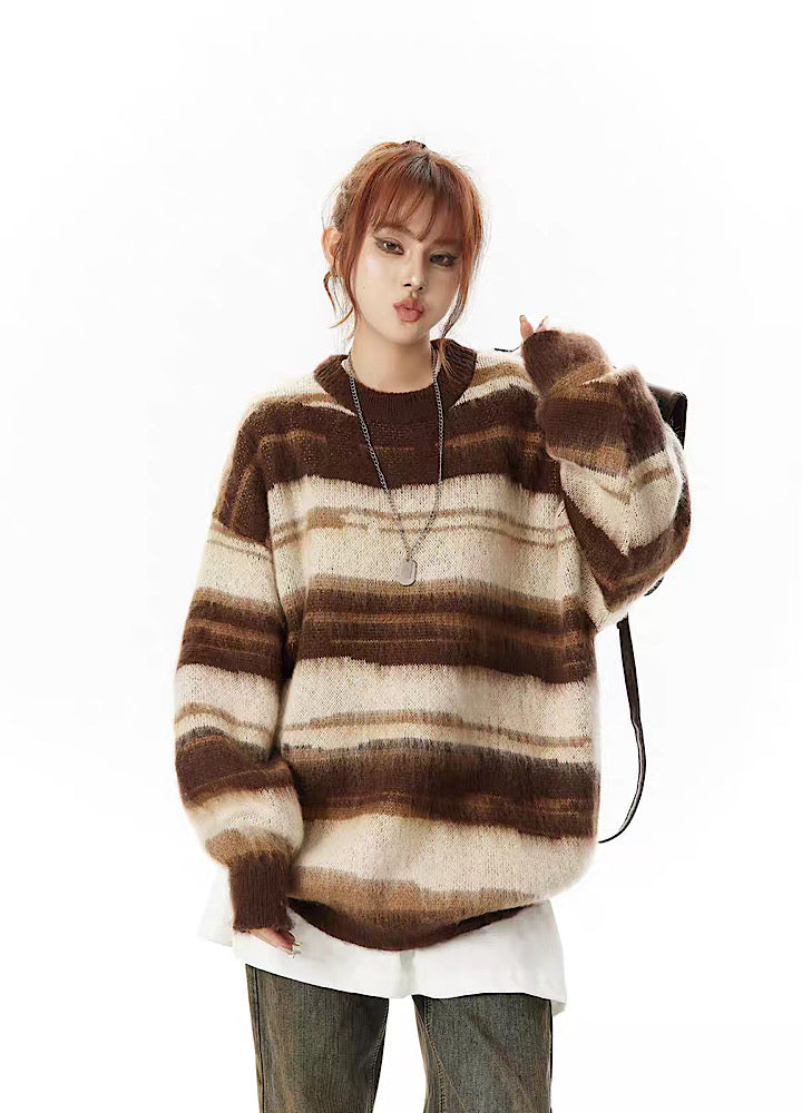 【H GANG X】Balance border design casual knit sweater  HX0012