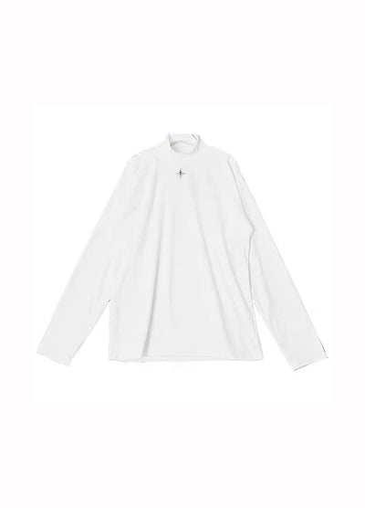 【H GANG X】One point loss design simple high neck long sleeve T-shirt  HX0018